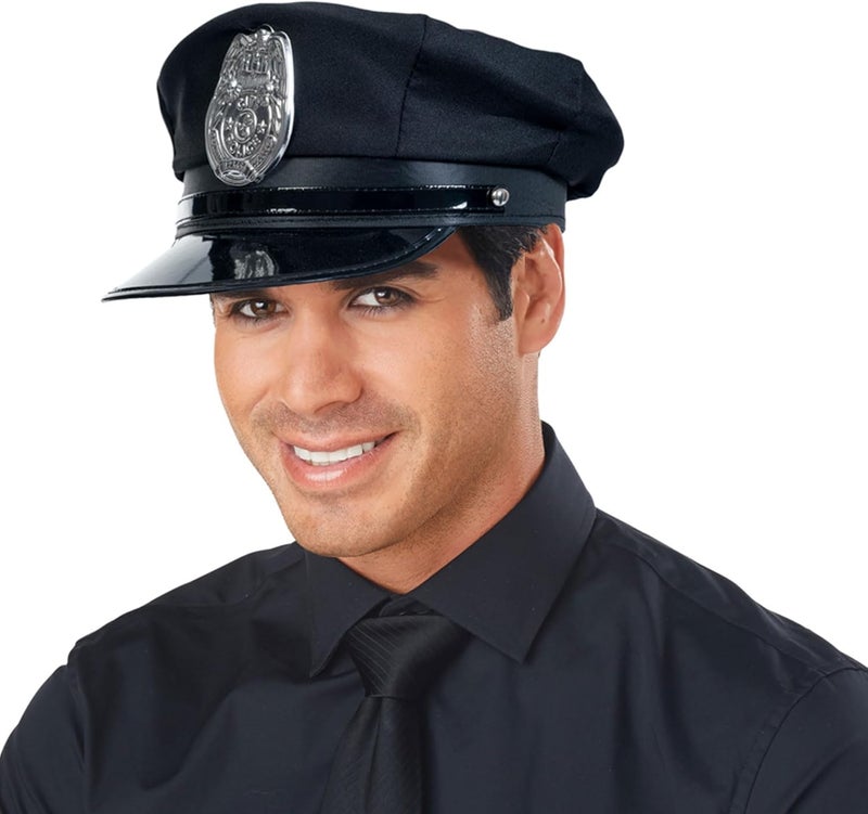 Vonokee Men Police Costume Hat, Adjustable Cop Cosplay Hat, Adult Police Accessory - Image 2
